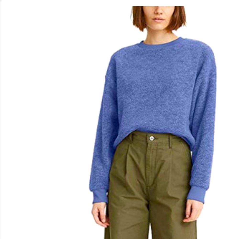 Leviโs Womenโs Meadow Sherpa Polar Fleece Blue Sweatshirt Size XL NWT